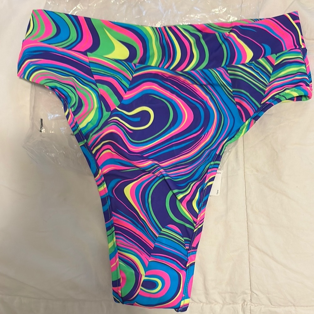 iHeartRaves Blue and Pink Swirl Bikini Set - Picture 3 of 4